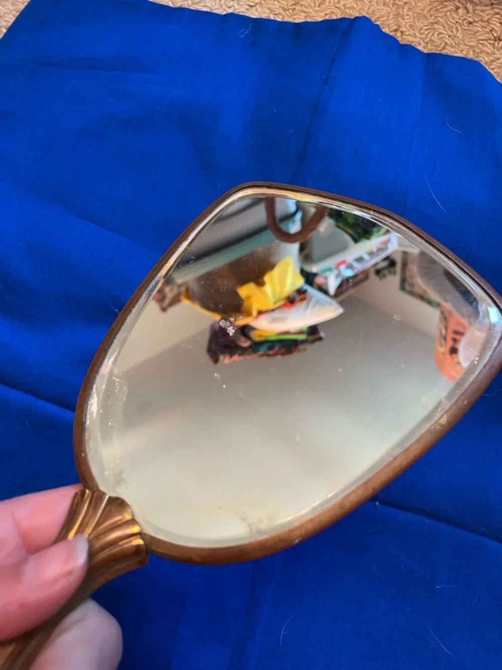 Vintage dried leaves handheld mirror